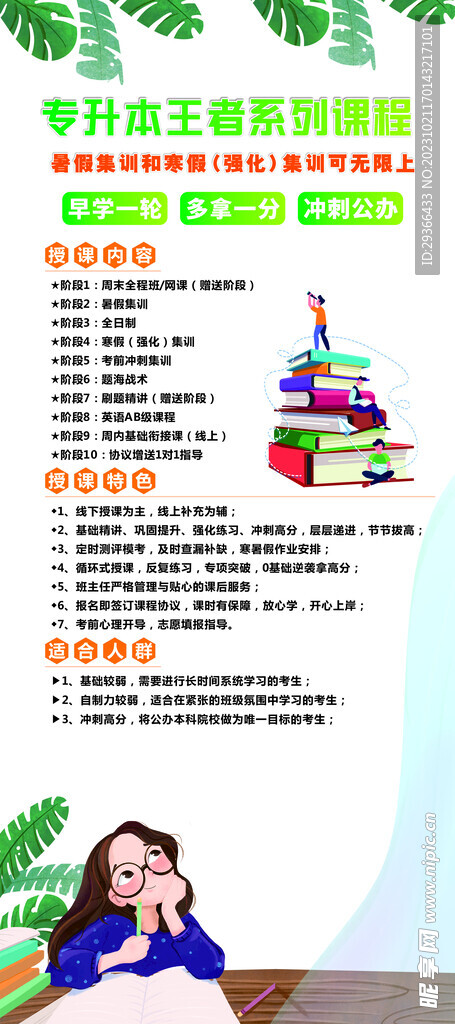 绿色  教育 展架画面