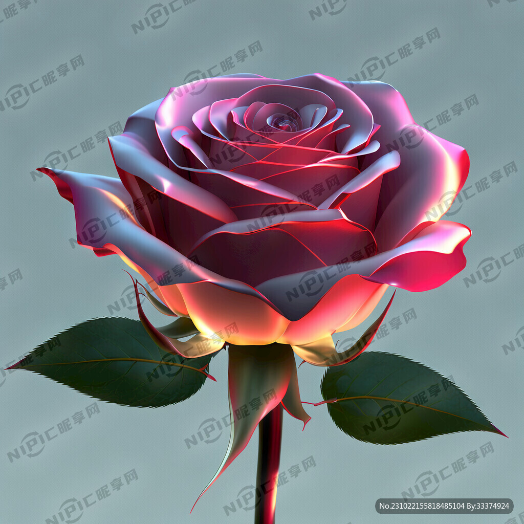 玫瑰花 科技感 透明感 二次元