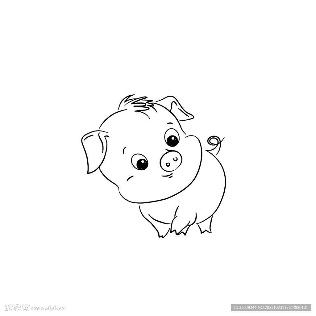 小猪线稿矢量