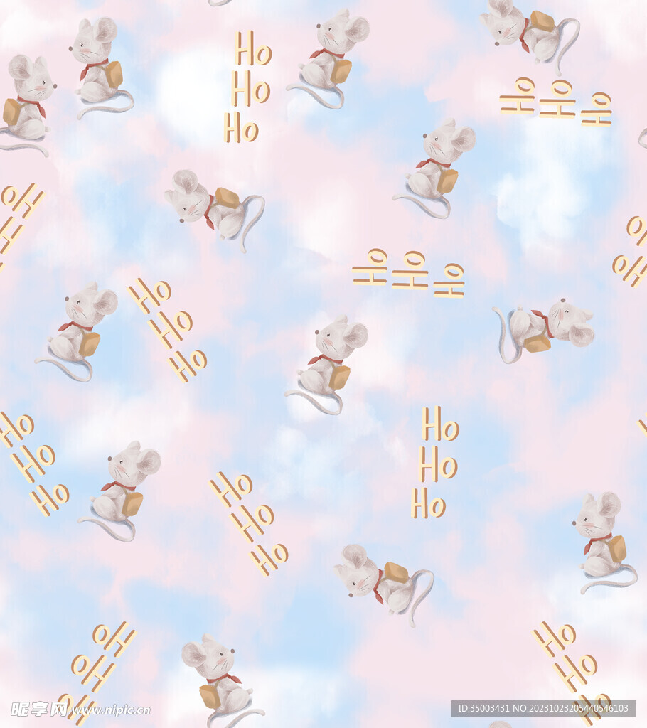 卡通小老鼠  扎染字母