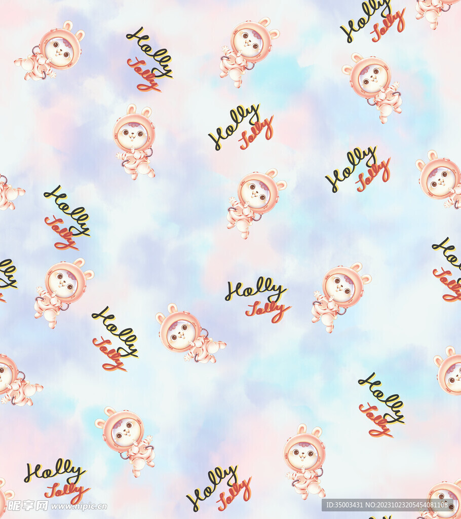 卡通小兔子 扎染底纹