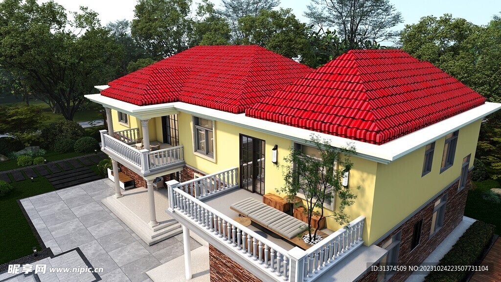 农村 二层 自建别墅 外观建筑