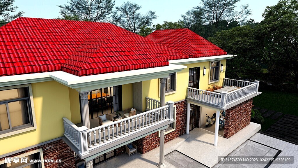 农村二层自建别墅外观效果图