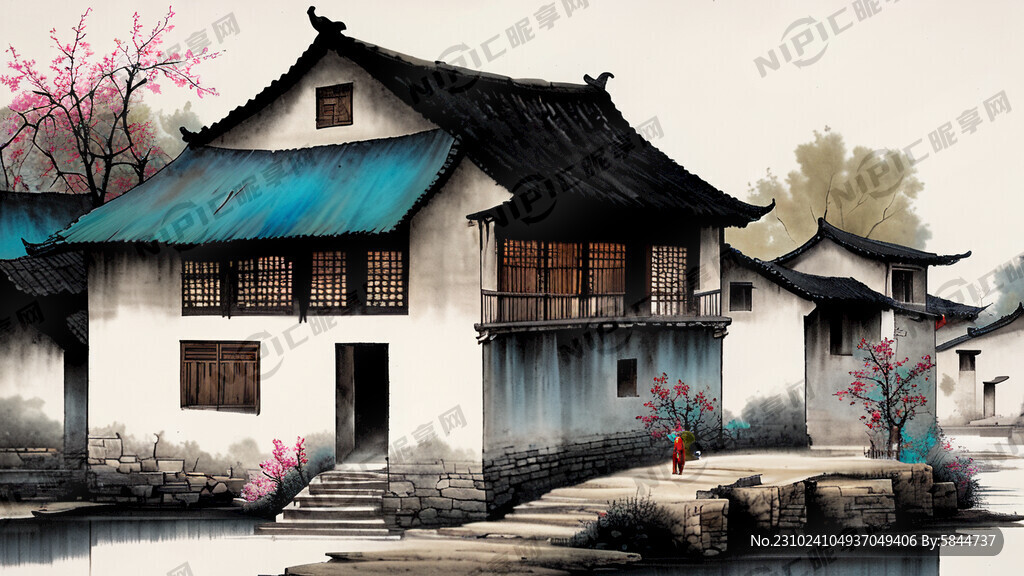 清廉中国风美好乡村浅色意境美