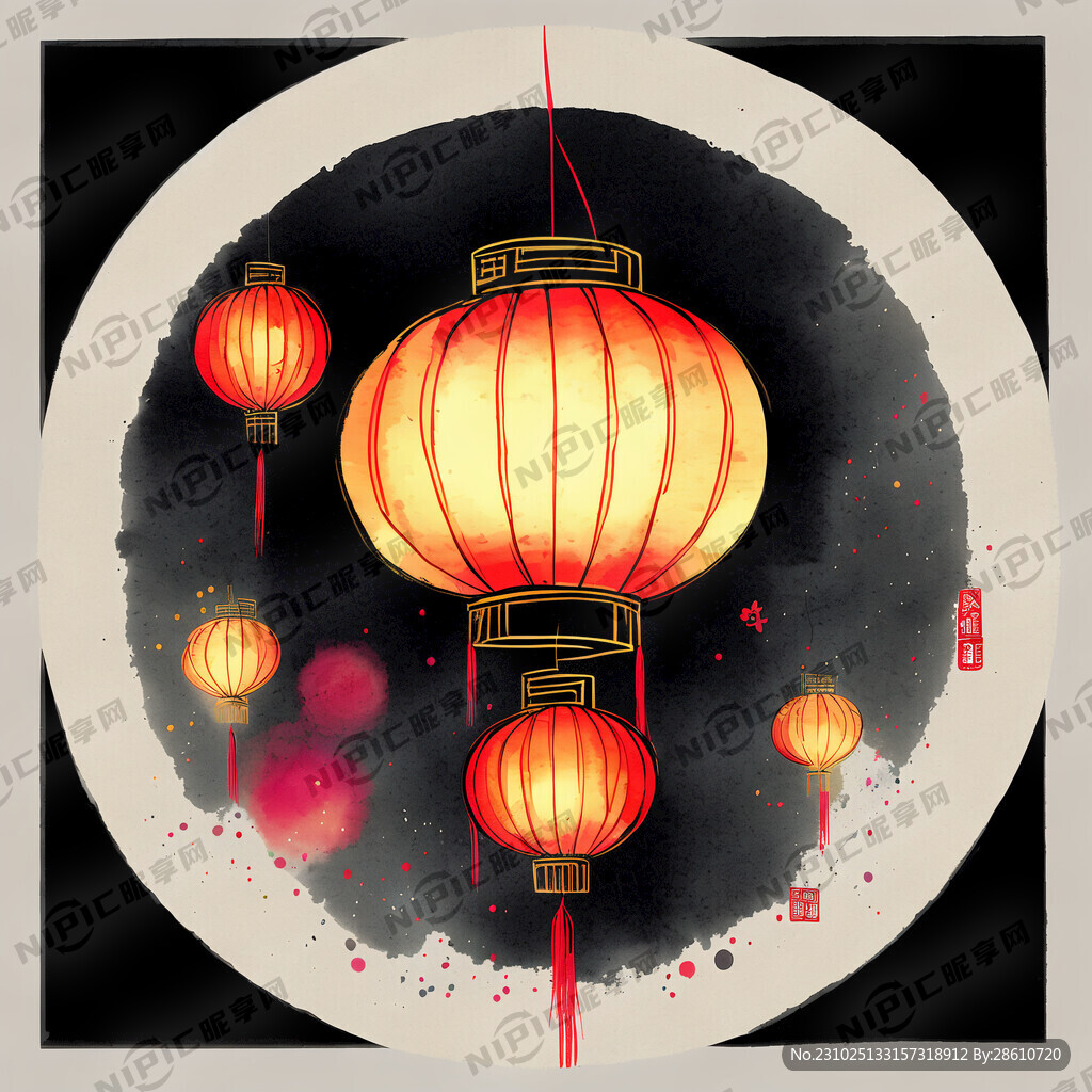 新年快乐 中国风 圆形