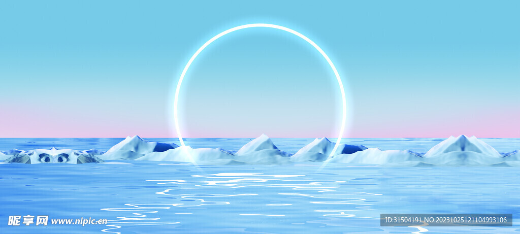 蓝色山川湖海科技背景