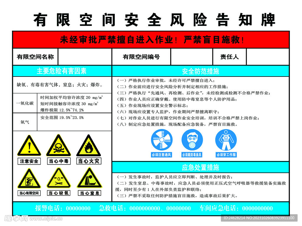 空间安全风险告知牌