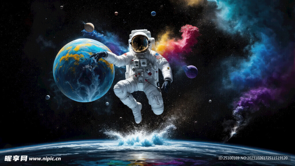 抽象色彩烟雾宇宙太空宇航员