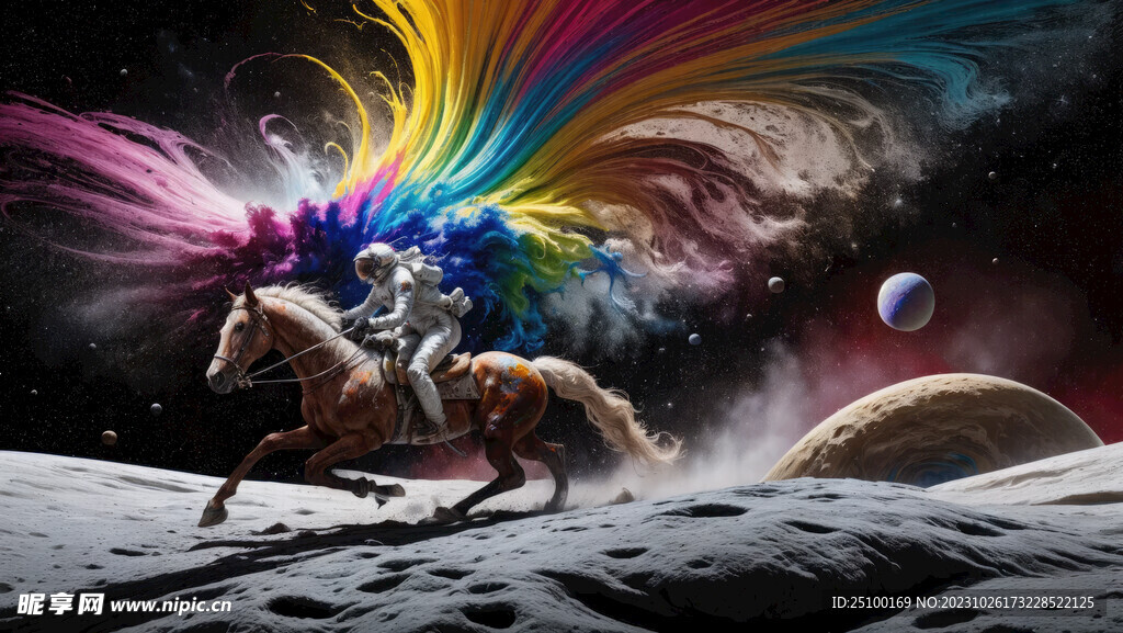 抽象色彩宇宙骑马太空宇航员