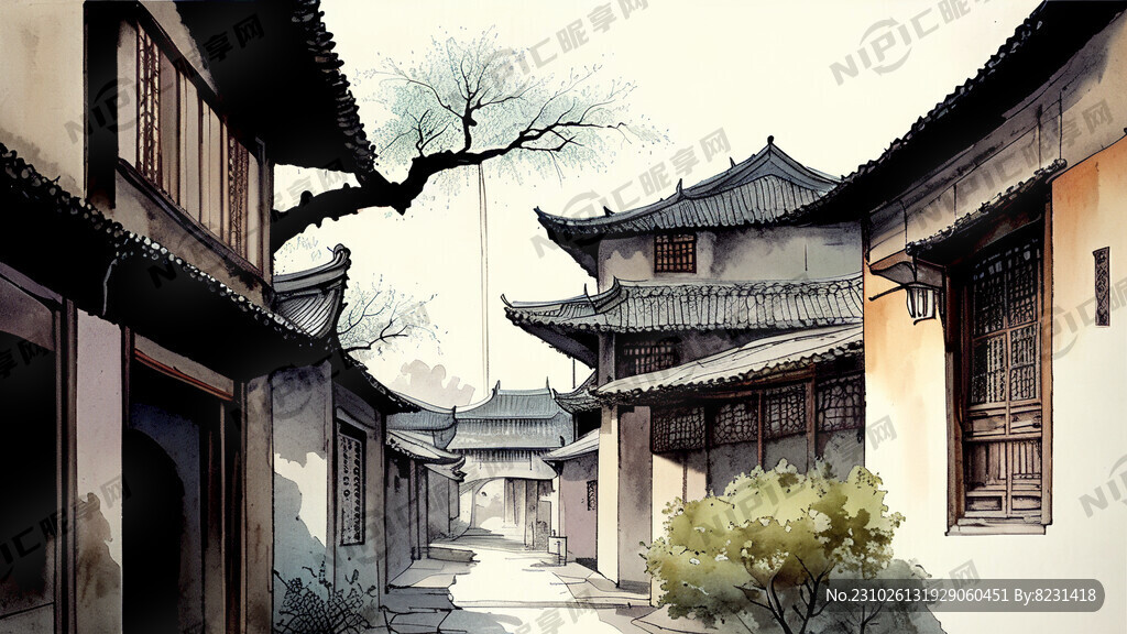 中国老城区皂荚树