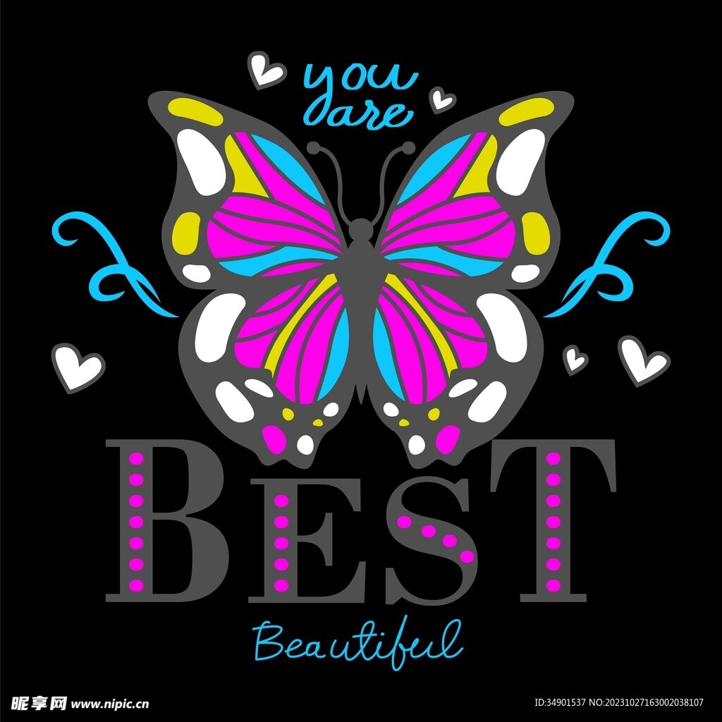 蝴蝶字母设计涂鸦