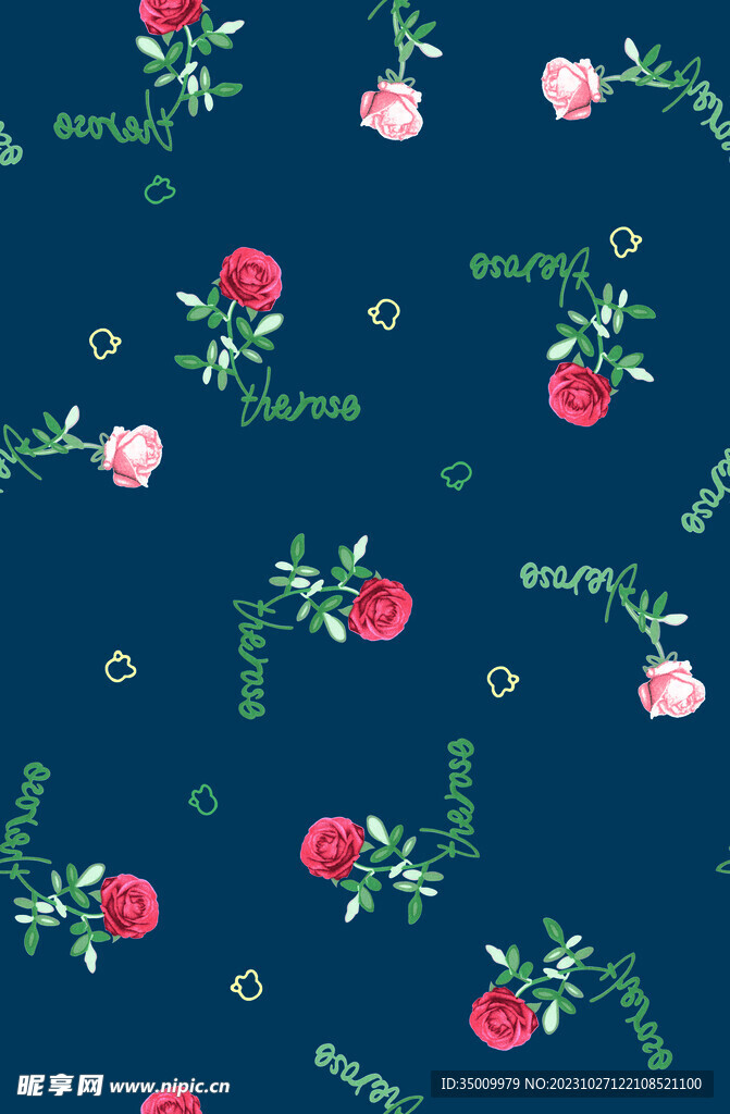 数码印花 玫瑰花