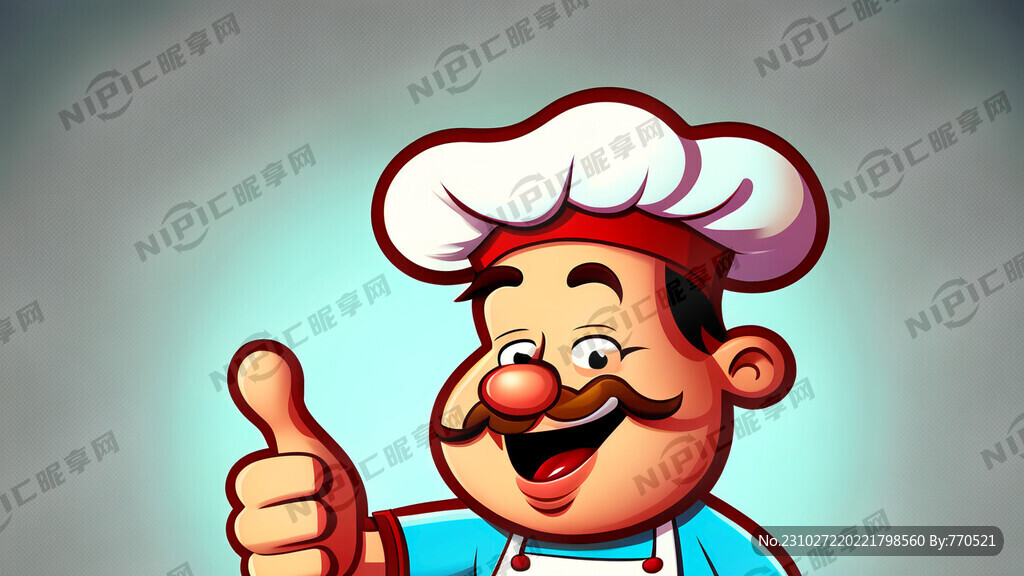 卡通厨师标志竖大拇指