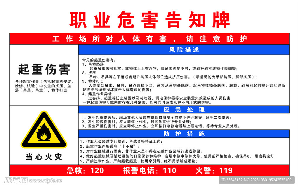 职业危害告知卡