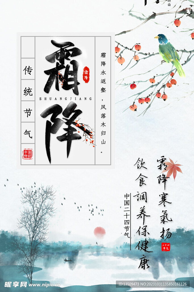 雪景 霜降 冬天