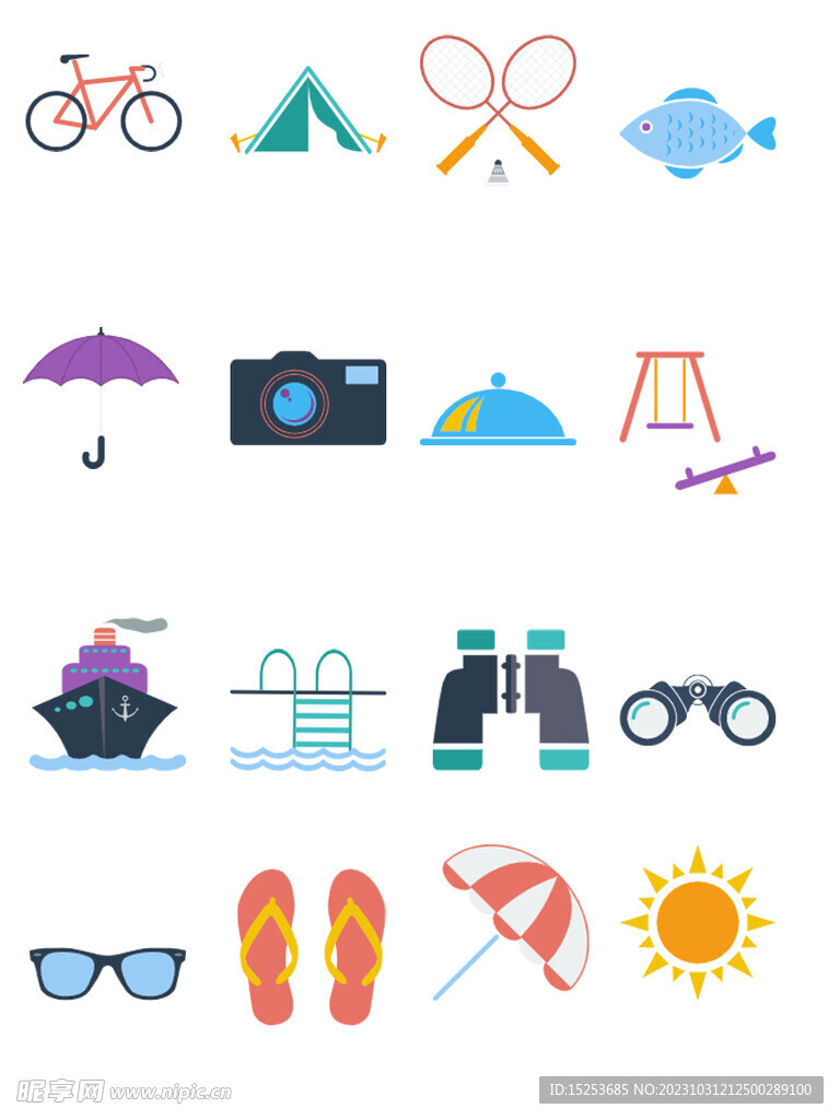 体育运动扁平标签图标免扣