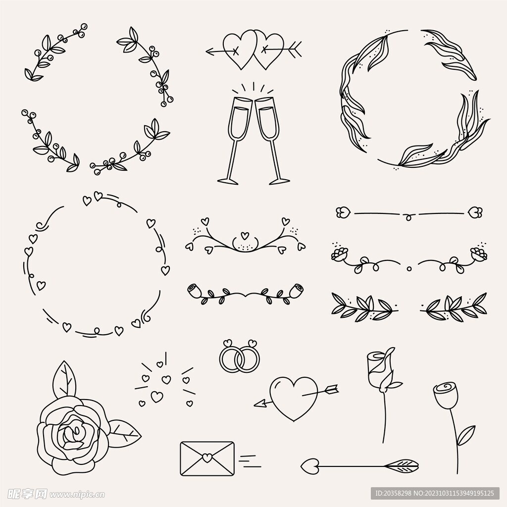 手绘婚礼装饰品