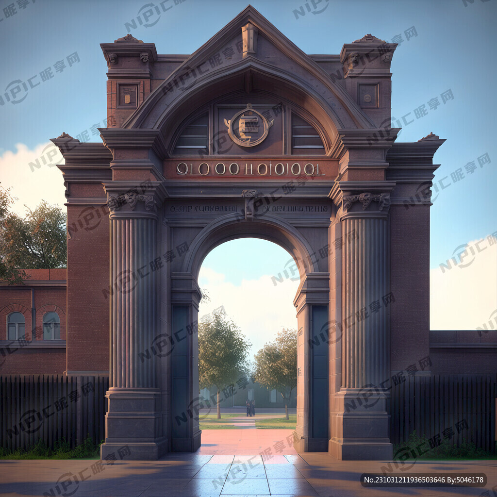 仿古的中学校门