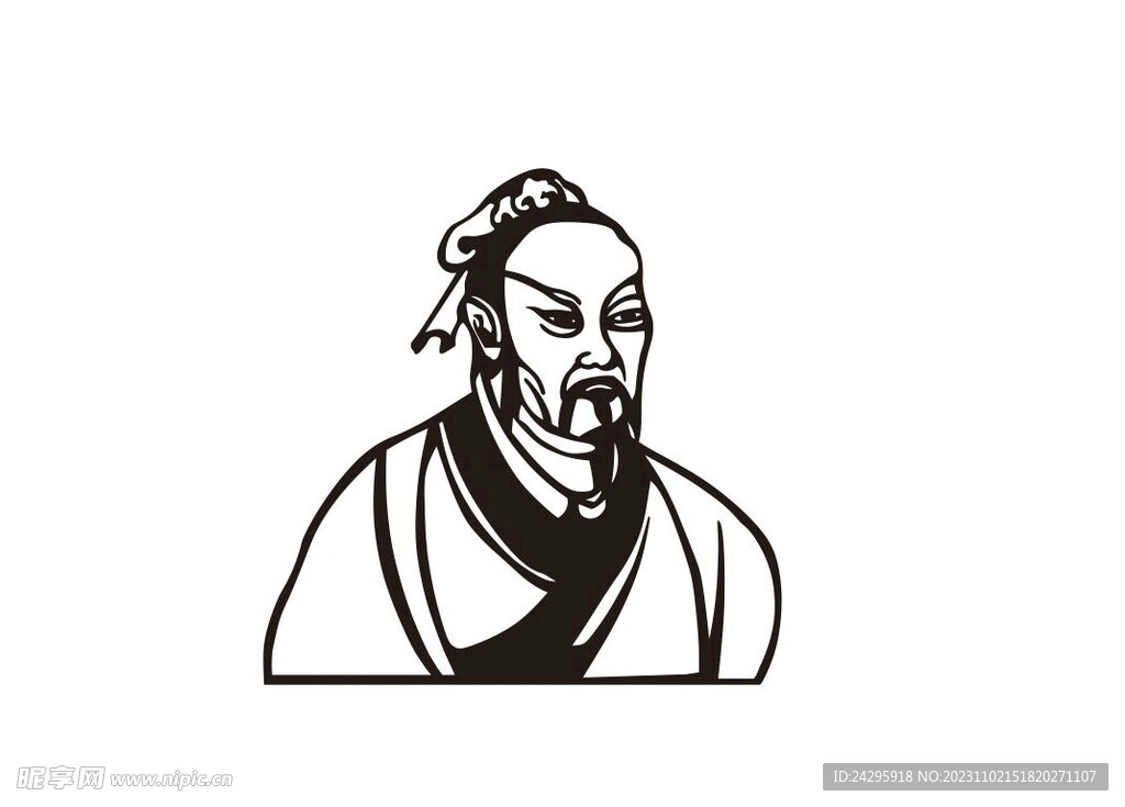 古代 圣人 孔夫子 孔子矢量图