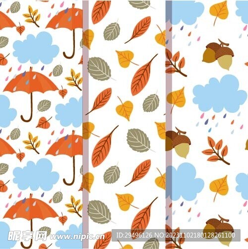 三款彩色秋季背景