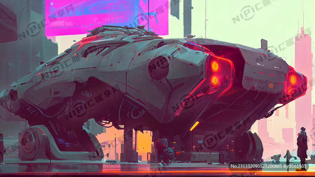 赛博朋克风 网咖 未来概念