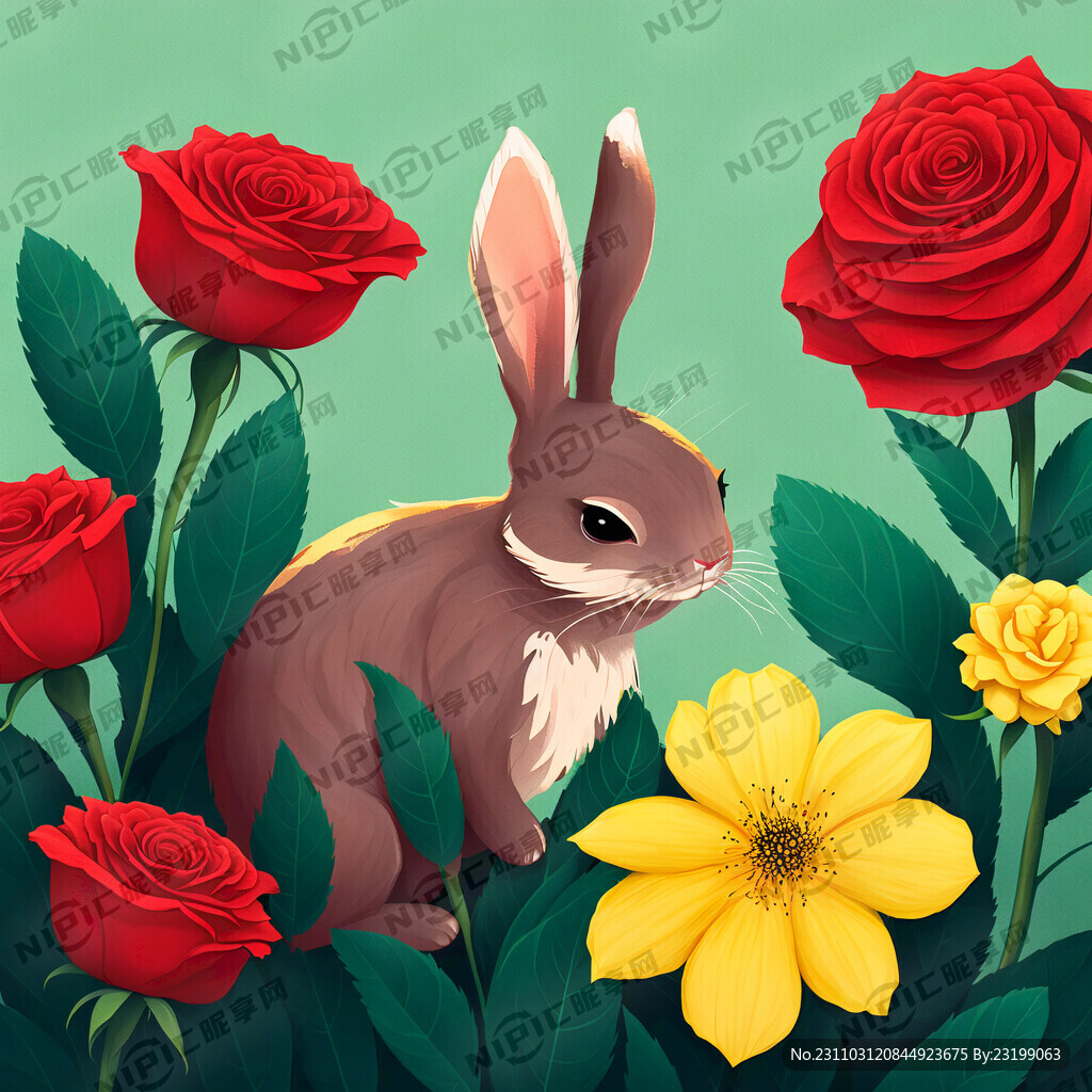 红色玫瑰花花朵黄色花朵大小不一