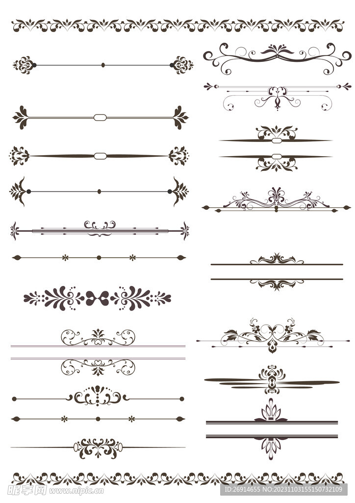 欧式文本点缀线条花纹元素大全