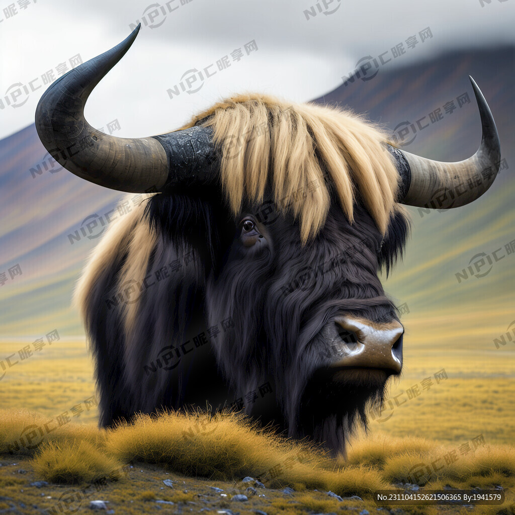 青藏高原黑牦牛 特写 牦牛牛头