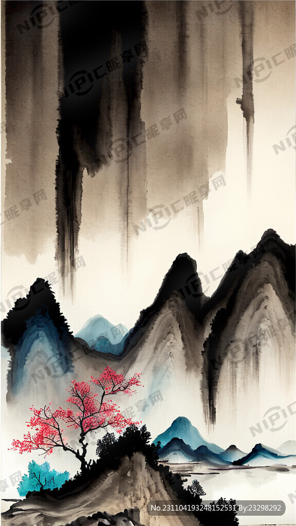 山水元素墙面背景