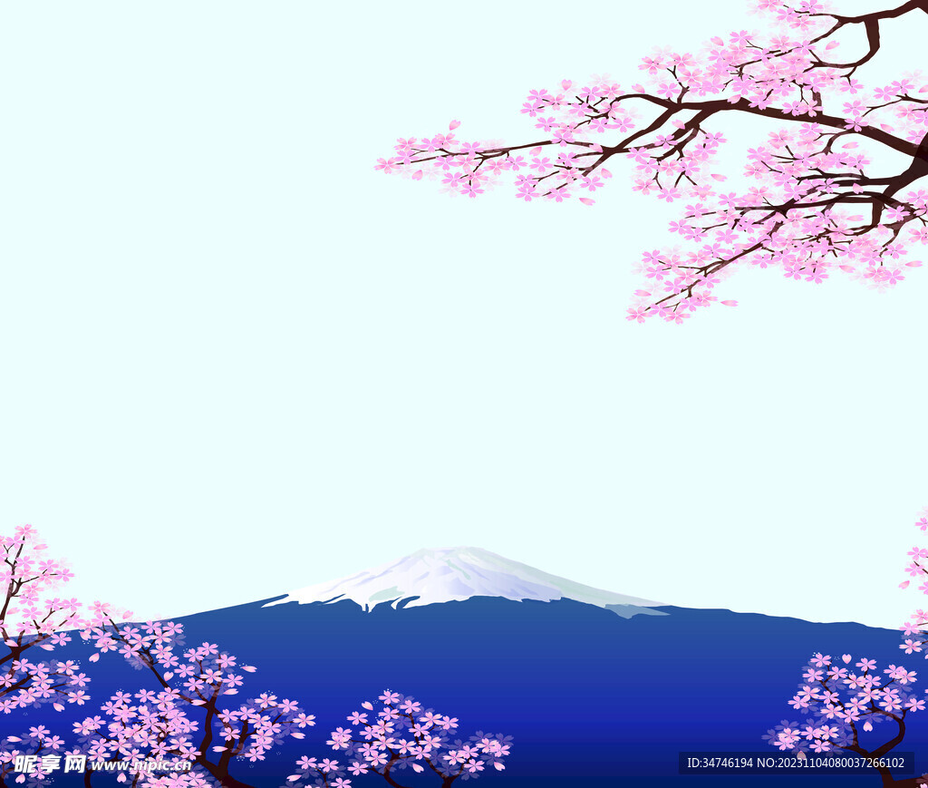 樱花富士山日式