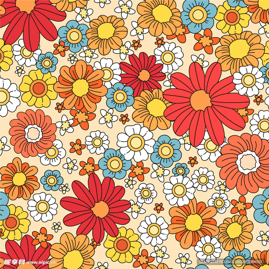 矢量手绘花朵背景