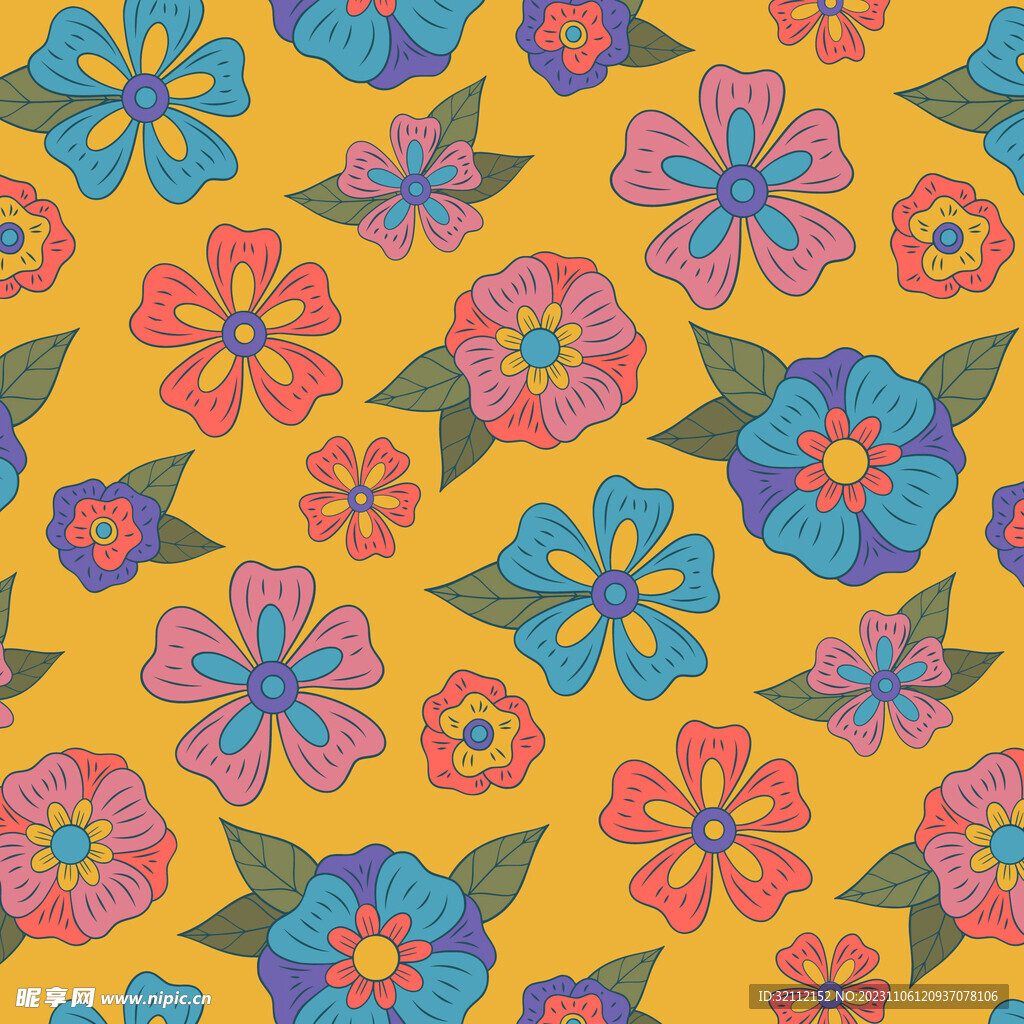 矢量手绘花朵背景