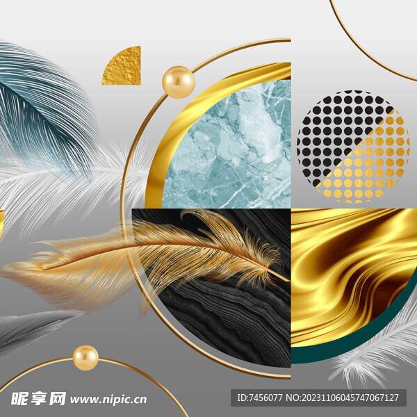 轻奢羽毛水墨挂画装饰画