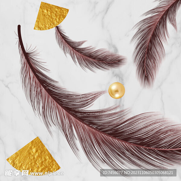 轻奢水彩羽毛挂画装饰画
