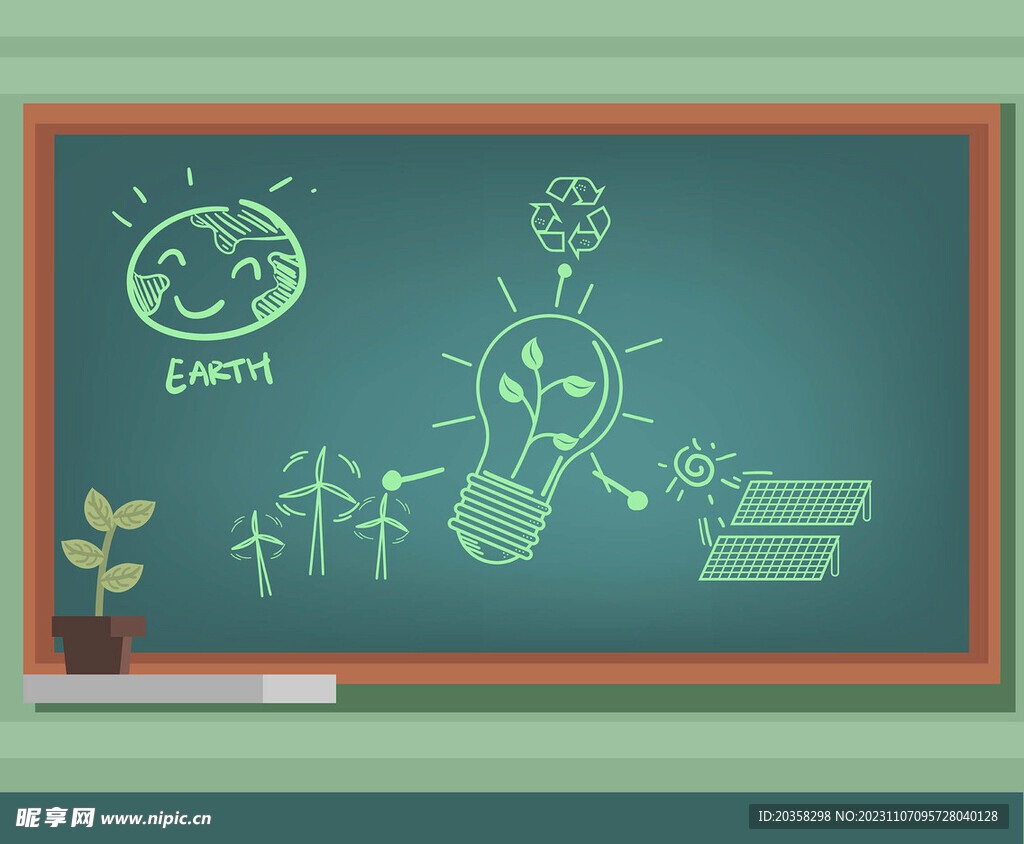 绿色能源涂鸦黑板