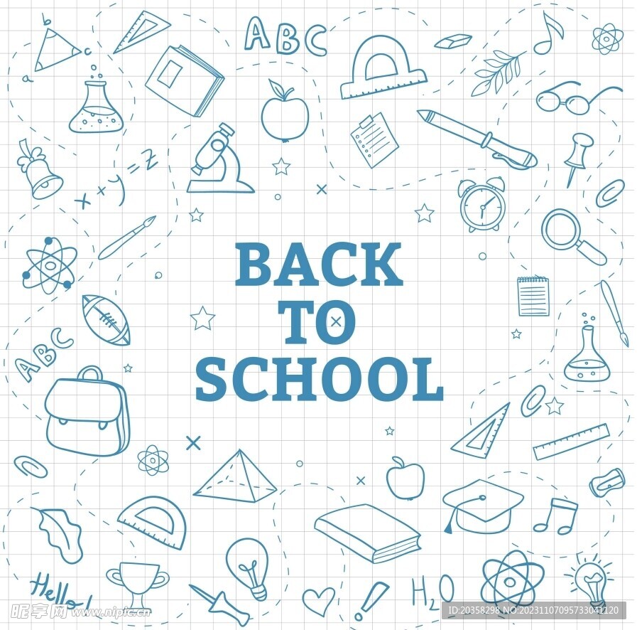 手绘回学校背景矢量