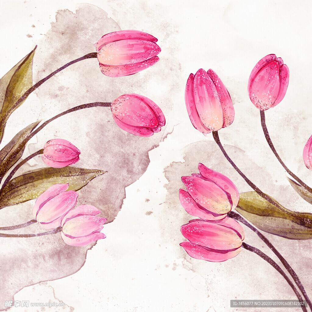 水彩百合花水墨素材