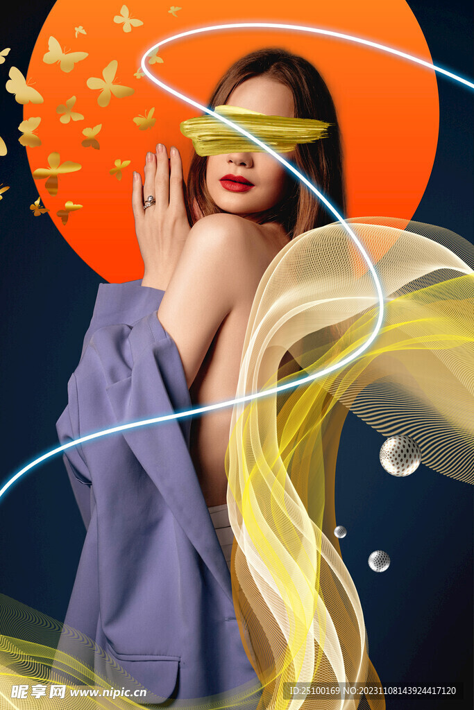 飘带美女玄关装饰画