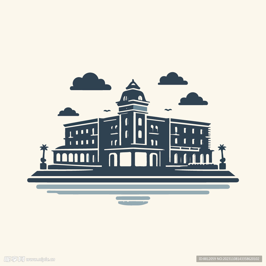 学校扁平插画设计