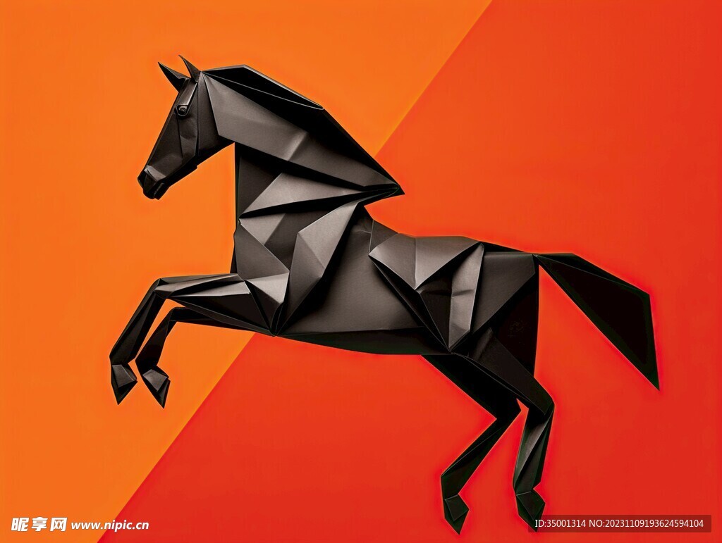 折纸奔马极简酷炫背景