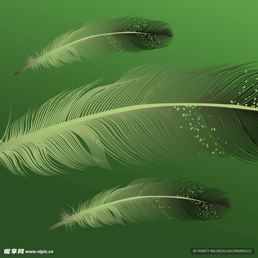 绿色羽毛水彩挂画装饰画