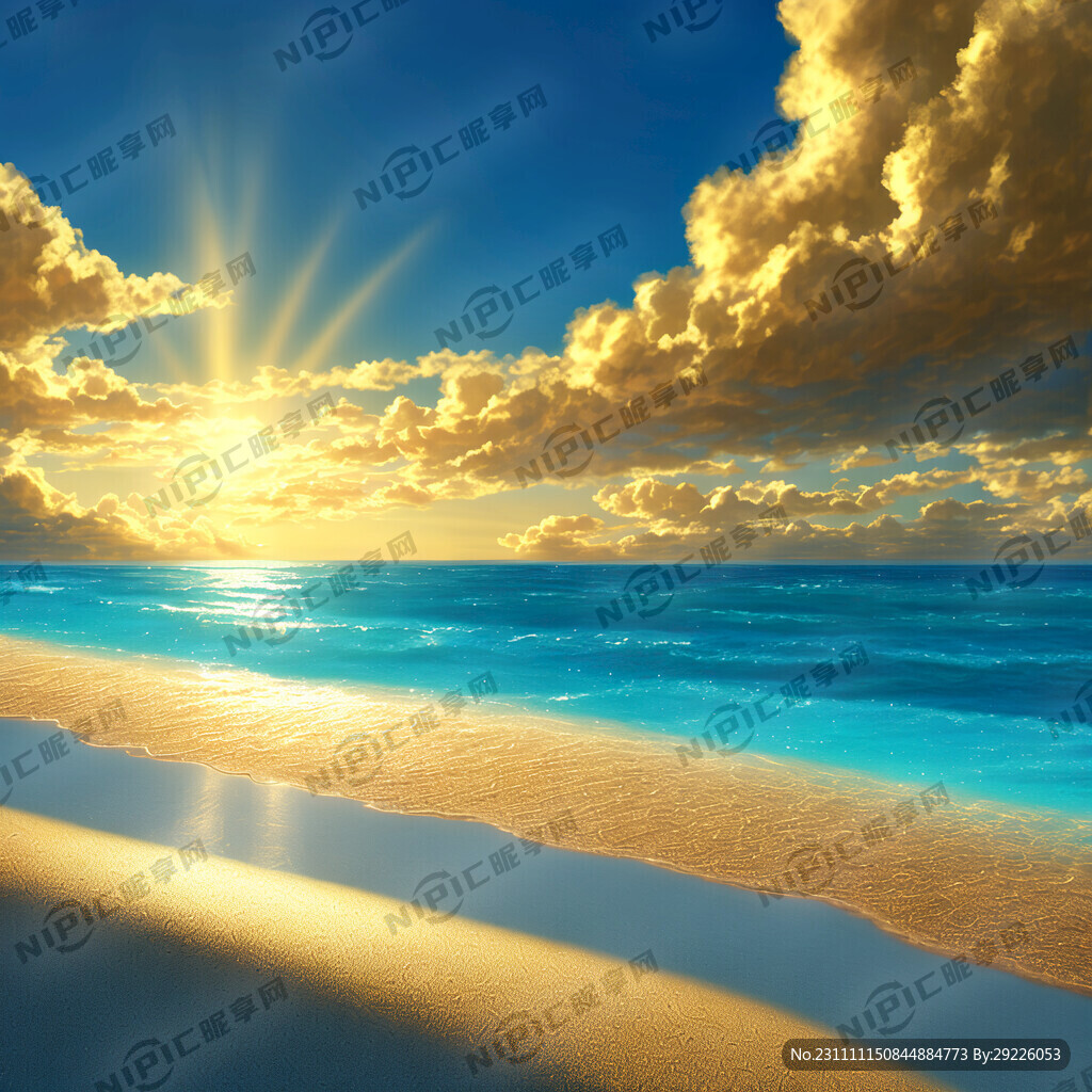 明朗的晴天 蔚蓝的海边