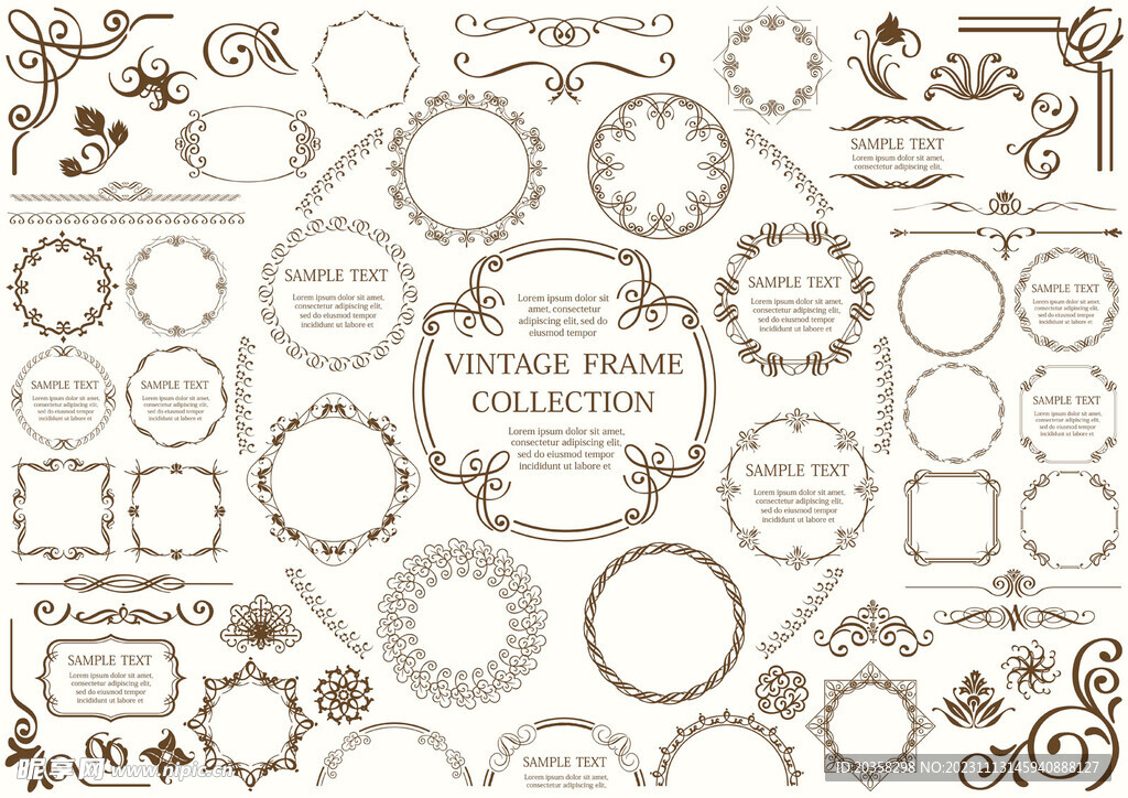 棕色装饰框架和边界