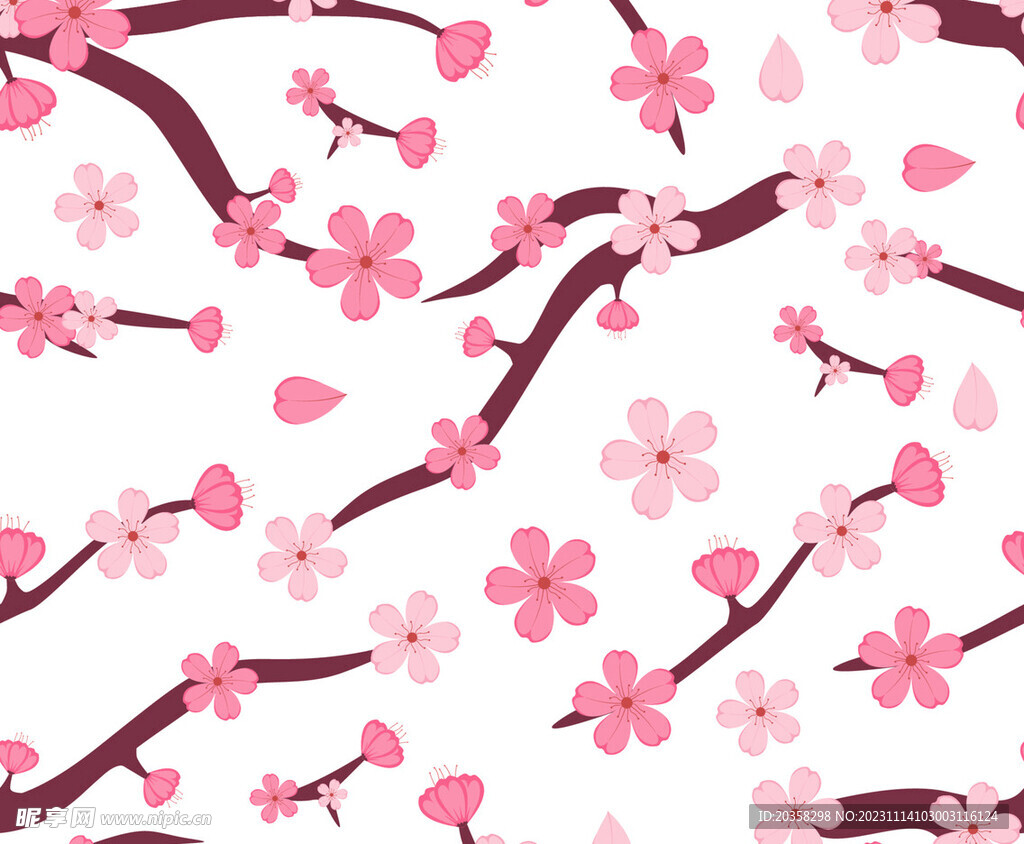 无缝图案春季樱花