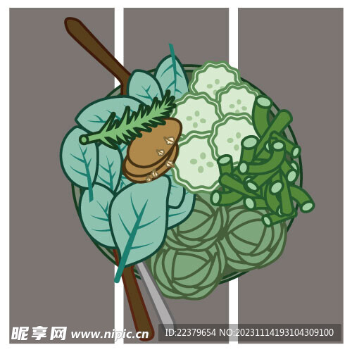 卡通蔬菜沙拉矢量插画素材