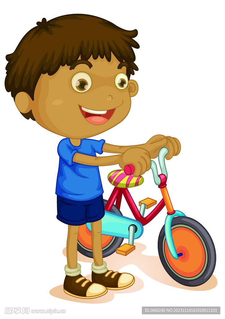 卡通骑自行车学生