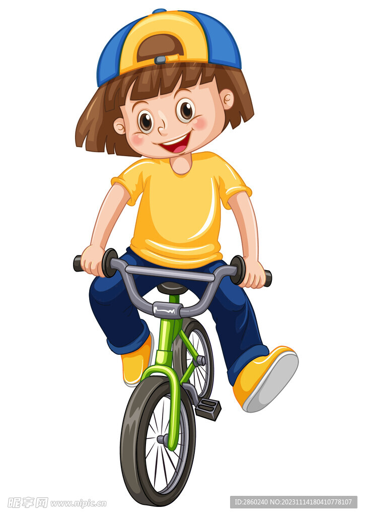 卡通骑自行车学生