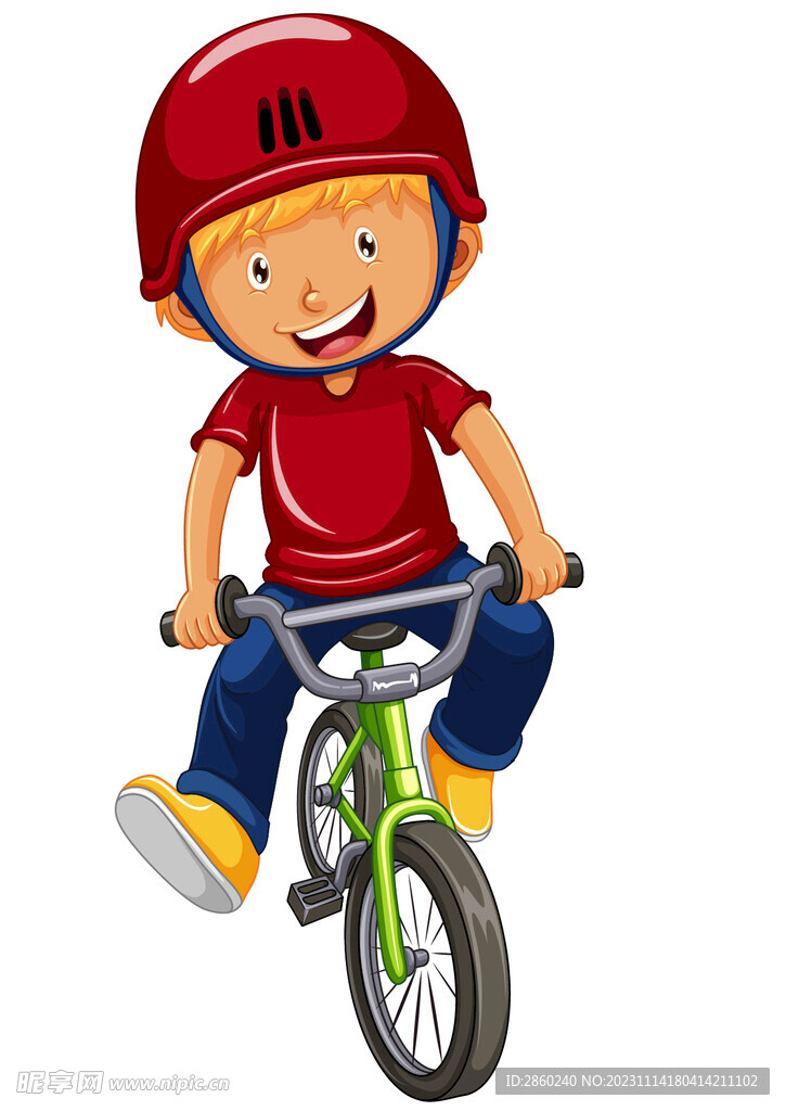 卡通自行车男孩