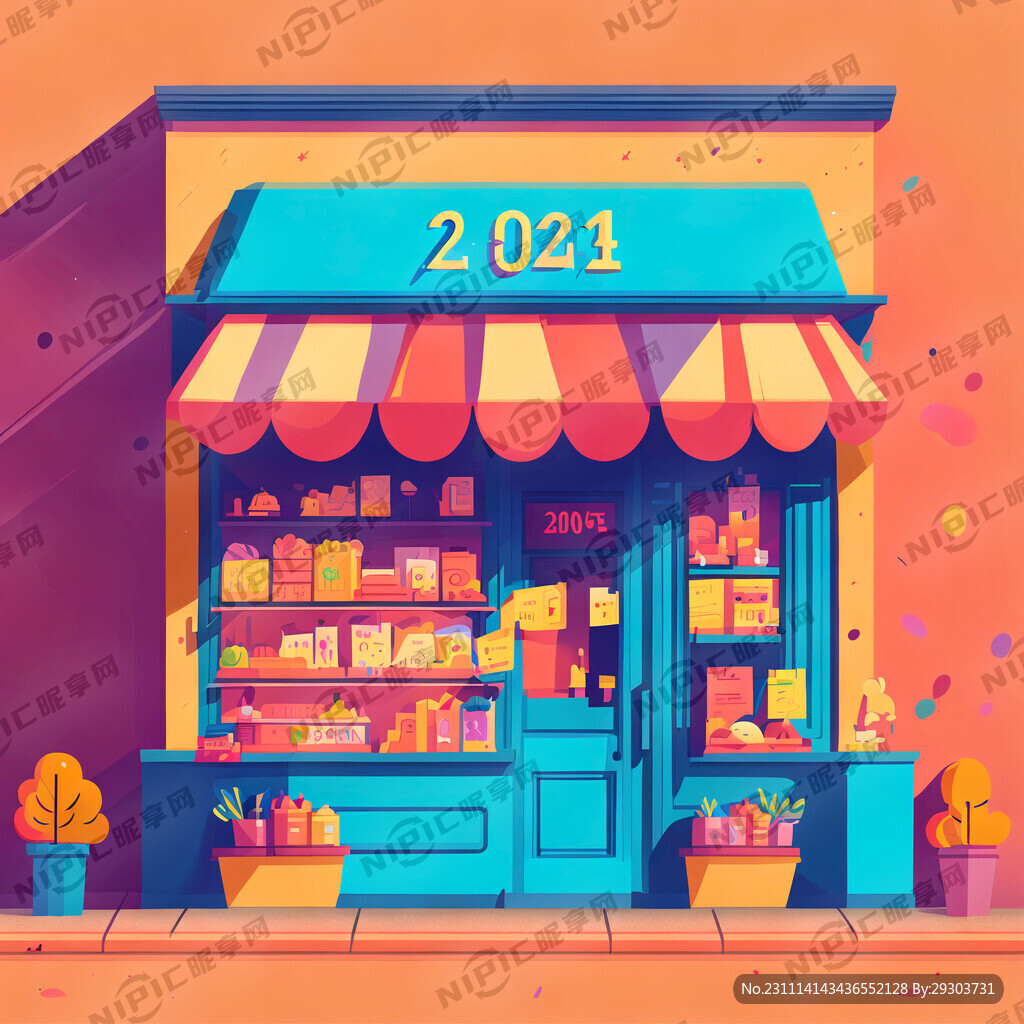 24周年店庆 暖色调 卡通风格