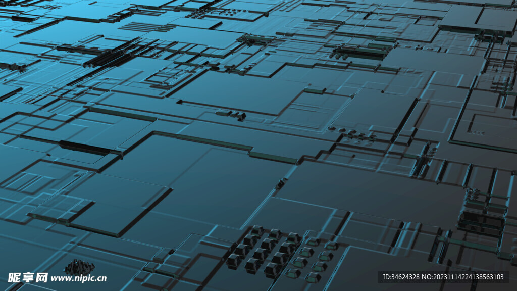 三维立体科技感深色电路板背景图